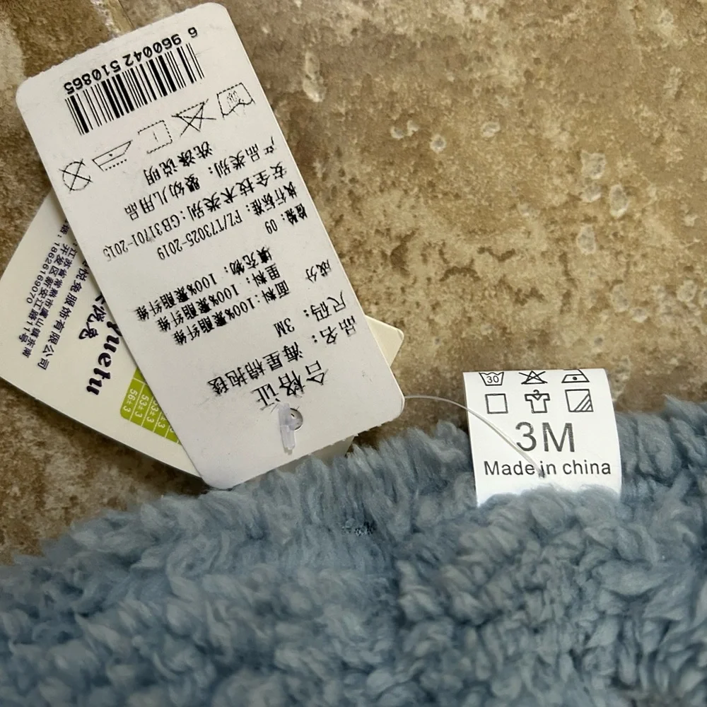 Cozy Blue Fleece Super Soft Baby Onesie Hoodie Zip Up Warm Pajamas NWT Sz 3M